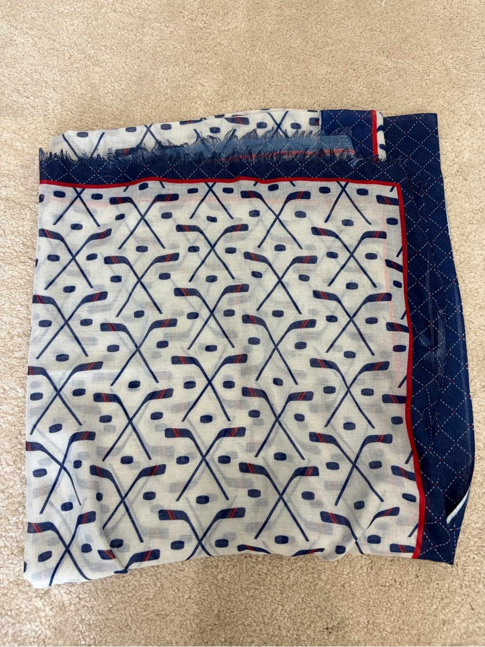 Lightweight White & Navy hockey Scarf